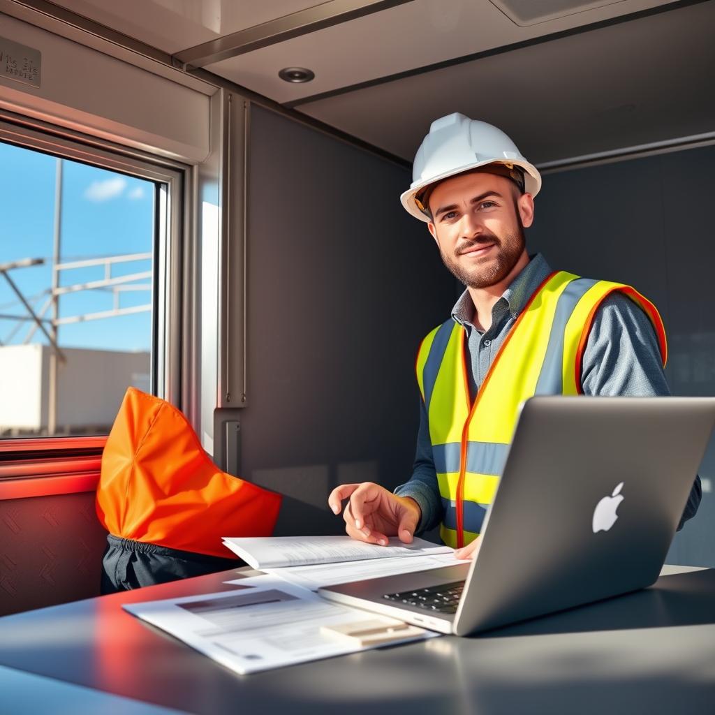 Texas contractor in hard hat on a commercial construction site under a big blue Texas sky